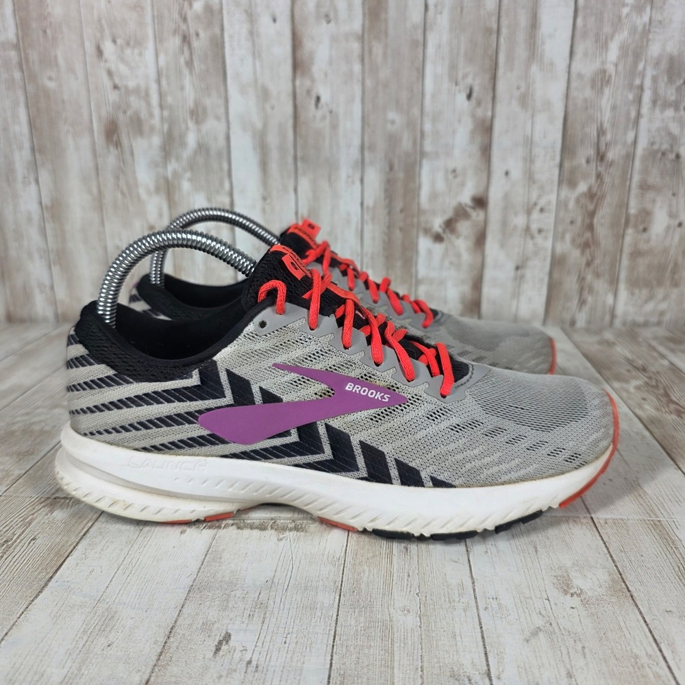Brooks Launch Running‎ Shoes Women's Size 8.5 Gray Purple Neon Orange